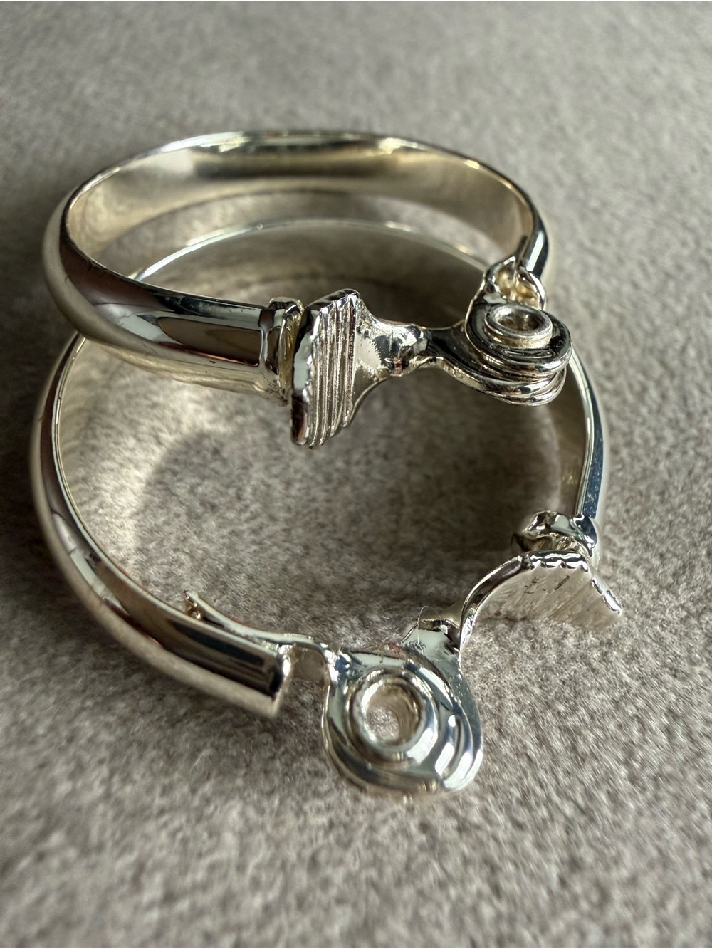 Polished Silver Hoop Earrings - Shiny Silver Finish